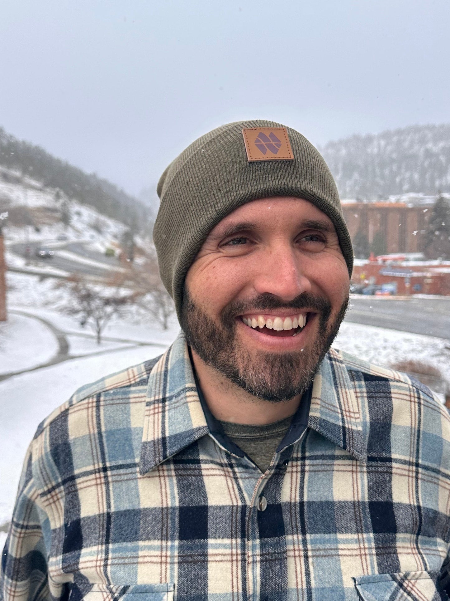 Sustainable Beanie with Leather Patch