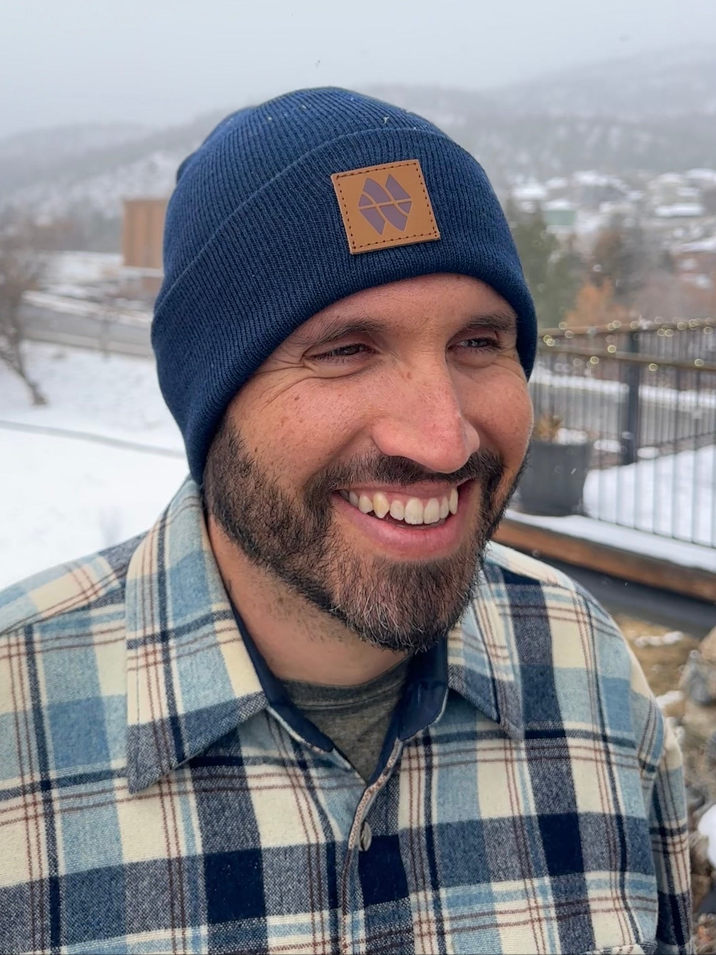 Sustainable Beanie with Leather Patch