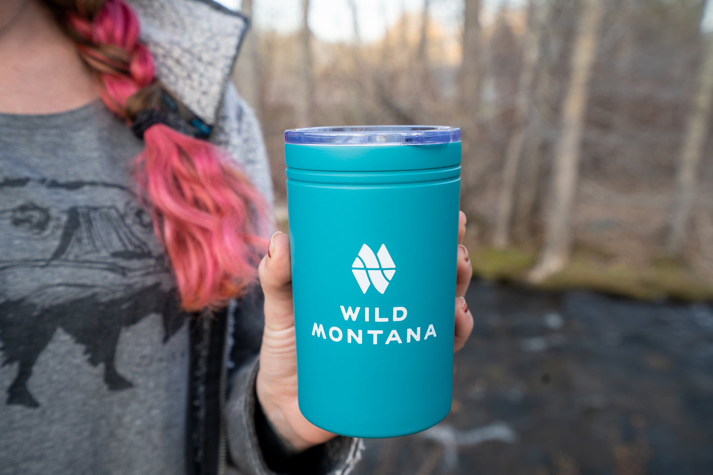 Wild Montana Teal Tumbler and Can Insulator